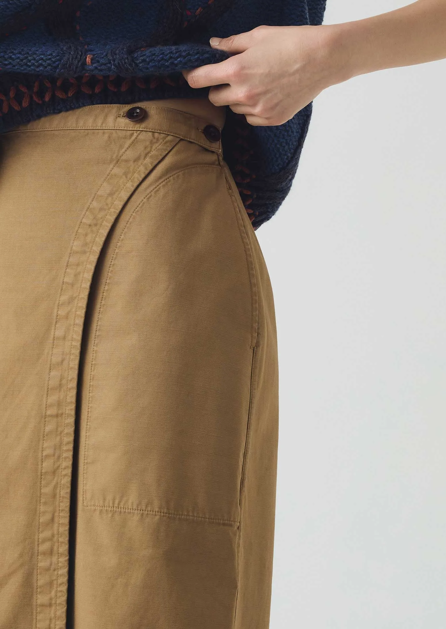 Clean Mood Maximalist look Cotton Wrap Straight Skirt | Warm Sand