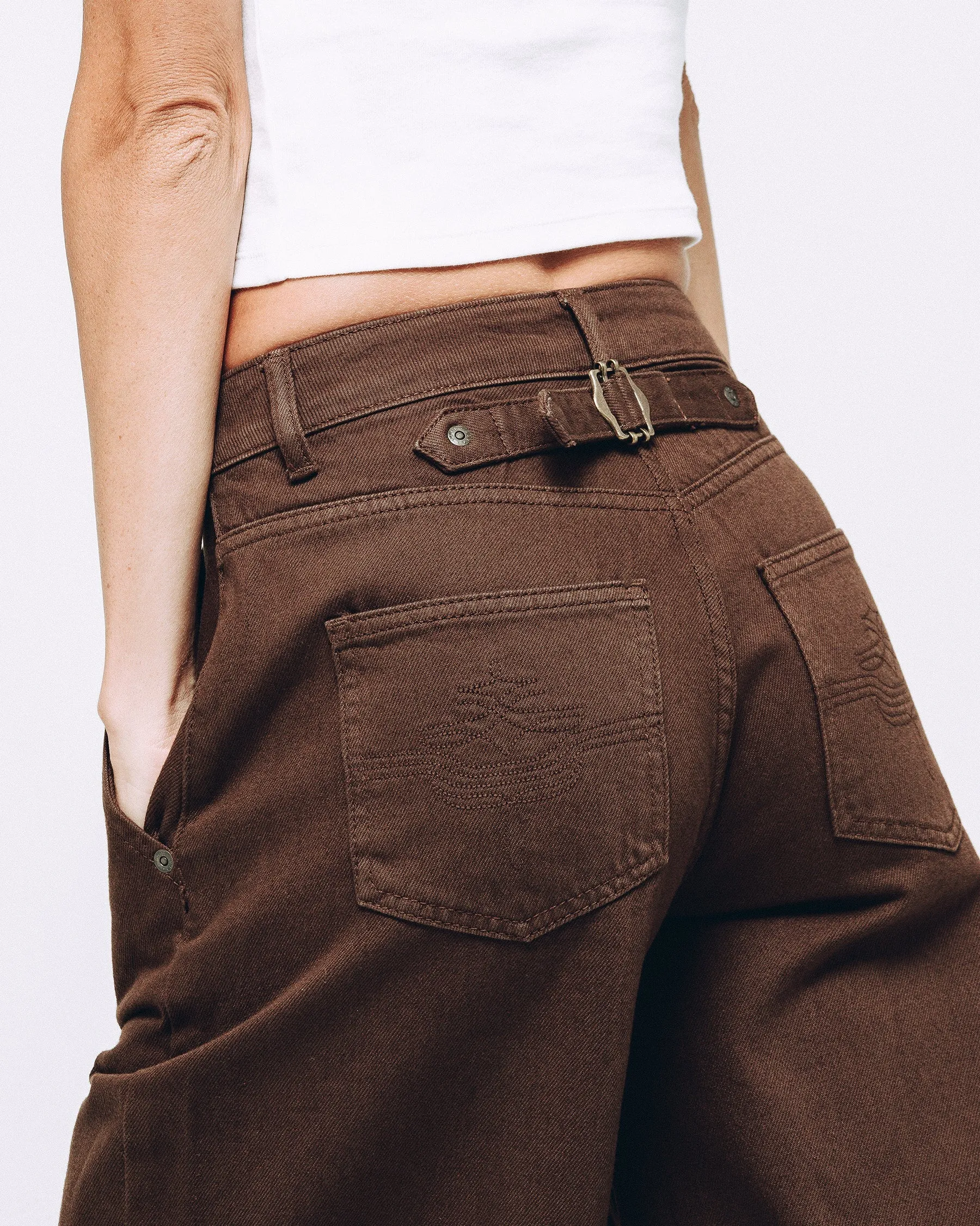 Stretch Movement Grace Barrel Leg Jean - Washed Brown