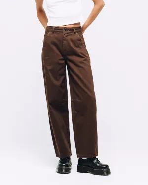 AbrasionResistantFabric Grace Barrel Leg Jean - Washed Brown