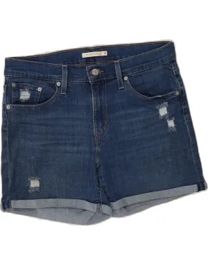 WideLegOpening men's fashion LEVI'S Womens Mid Rise Distressed Denim Shorts W31 Medium Blue Cotton