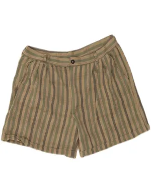 VINTAGE Womens Chino Shorts W30 Medium Green Striped Cotton Sport Wear