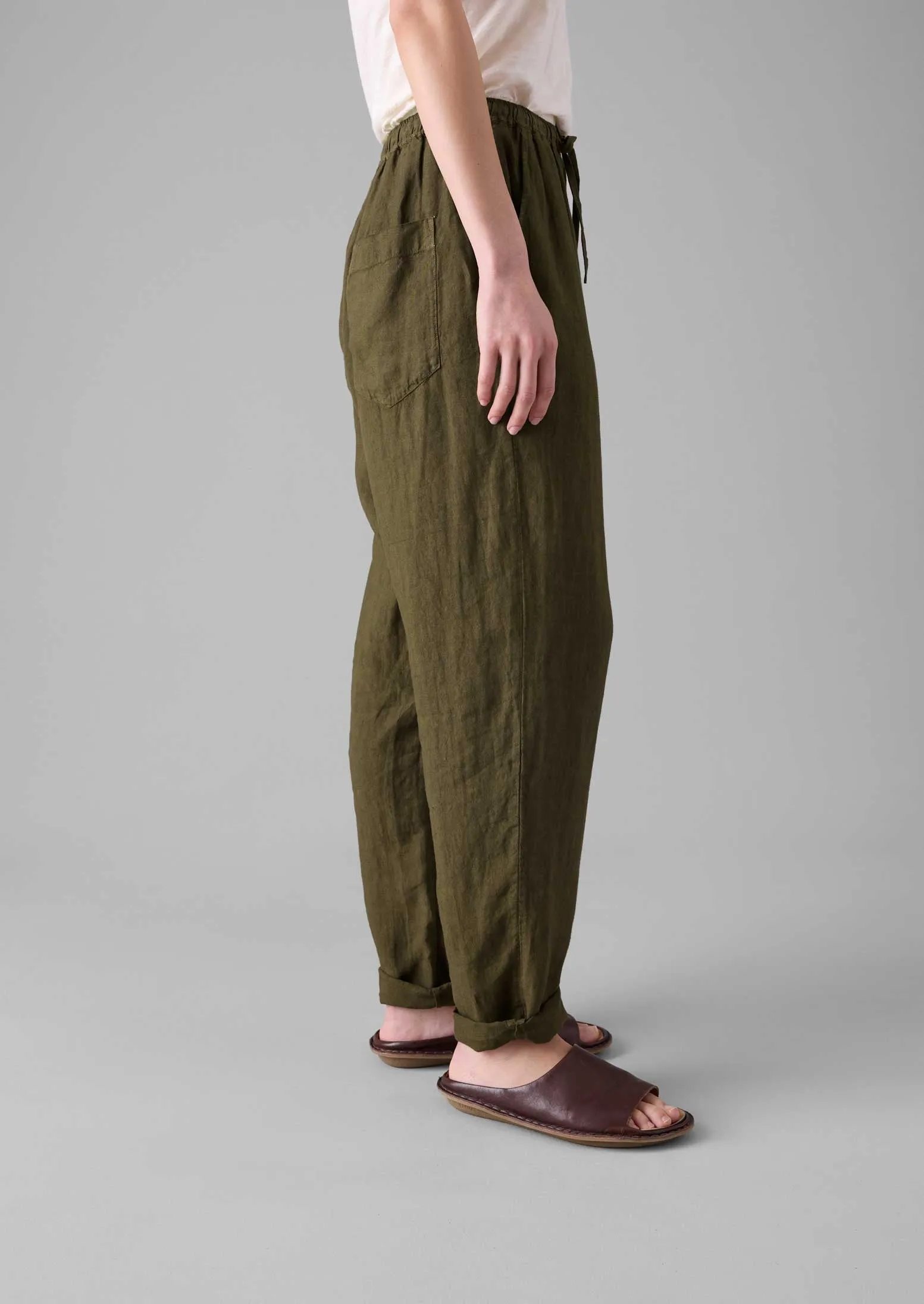 Garment Dyed Linen Pull On Pants | Pear Trendy Comfort
