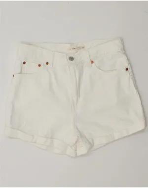 LEVI'S Womens Mom Denim Shorts W28 Medium  White Cotton Blazer Anti Slip Waist Grip