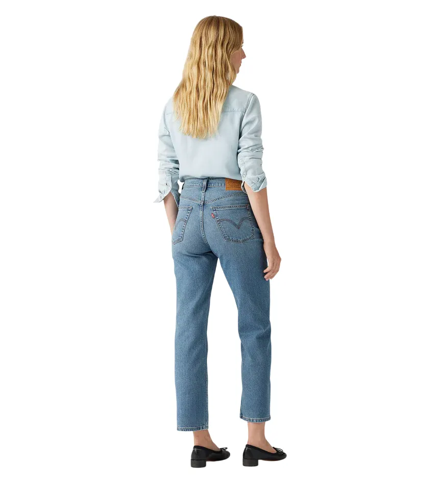 Stretch Fit Denim Levi's pantalone jeans con lino da donna diritto alla caviglia 726930230 blu medio