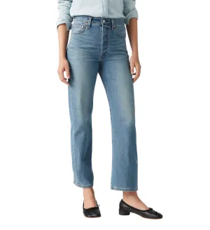 Everyday Fashion Lover Durable Rivet Hardware Levi's pantalone jeans con lino da donna diritto alla caviglia 726930230 blu medio