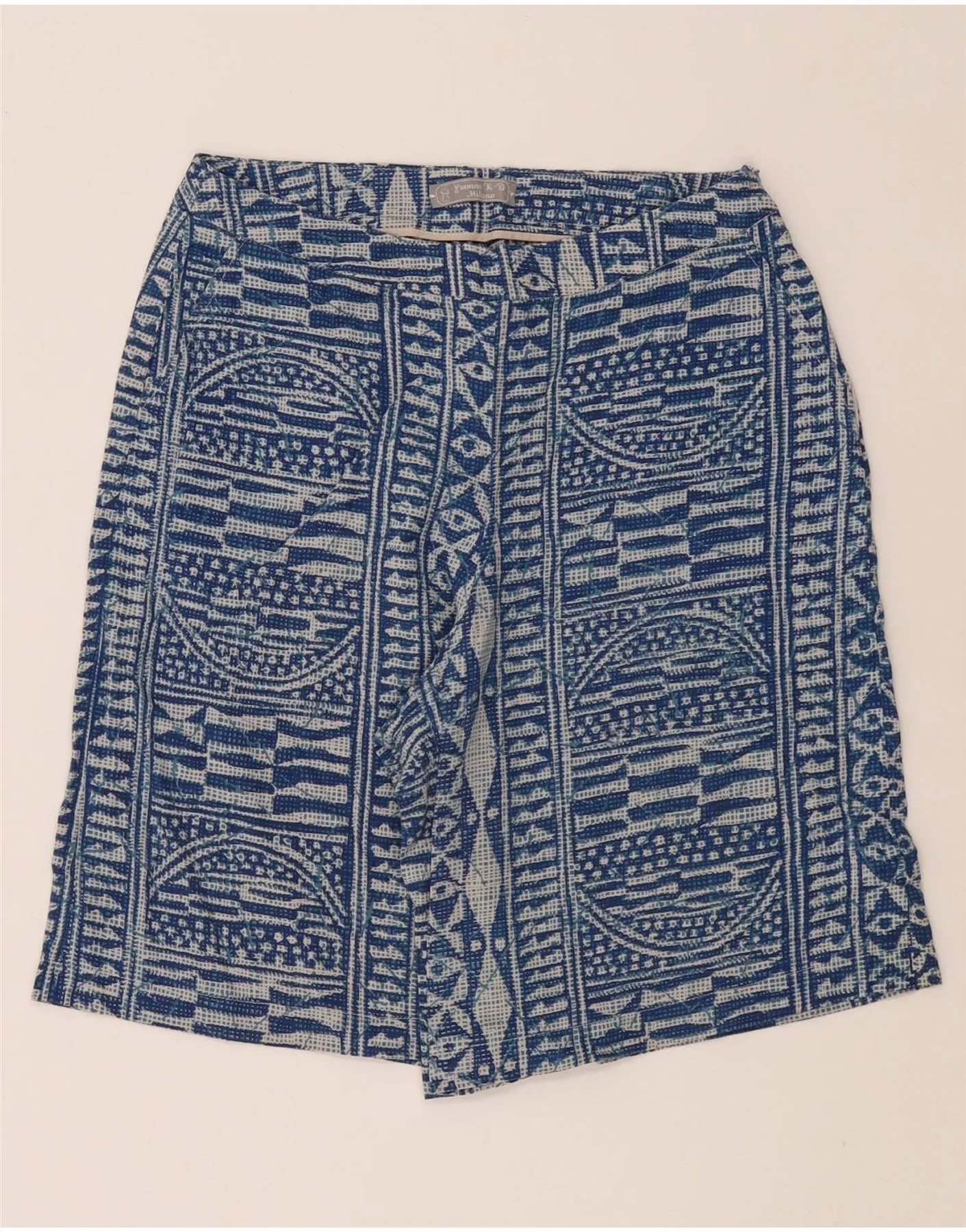 anti static coating Luxury Feel VINTAGE Womens Casual Shorts W28 Medium Blue Geometric Cotton