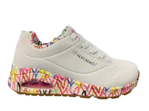 Molded Heel Counter well - cushioned Skechers scarpa sneakers da donna Uno Loving Love 155506/WHT bianco