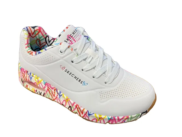 Skechers scarpa sneakers da donna Uno Loving Love 155506/WHT bianco Full Length Cushion Bed Energy Returning Pods