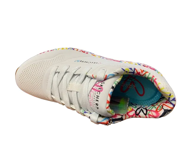 Skechers scarpa sneakers da donna Uno Loving Love 155506/WHT bianco Hot weather running Quick   Drying Material