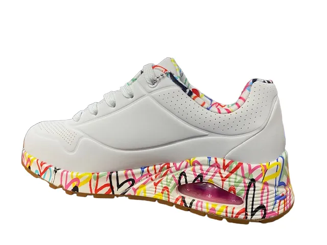 Skechers scarpa sneakers da donna Uno Loving Love 155506/WHT bianco Durable Foam