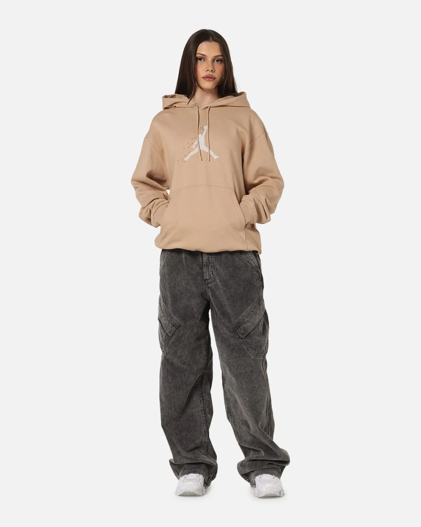 Jordan Essential Fleece Pullover Hoodie Hemp/Sail Button up pockets