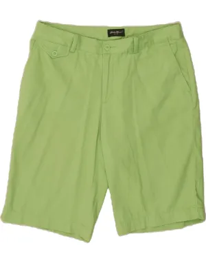 EDDIE BAUER Womens Chino Shorts US 12 Large W34  Green Cotton High Durability Blend Stretch Waist