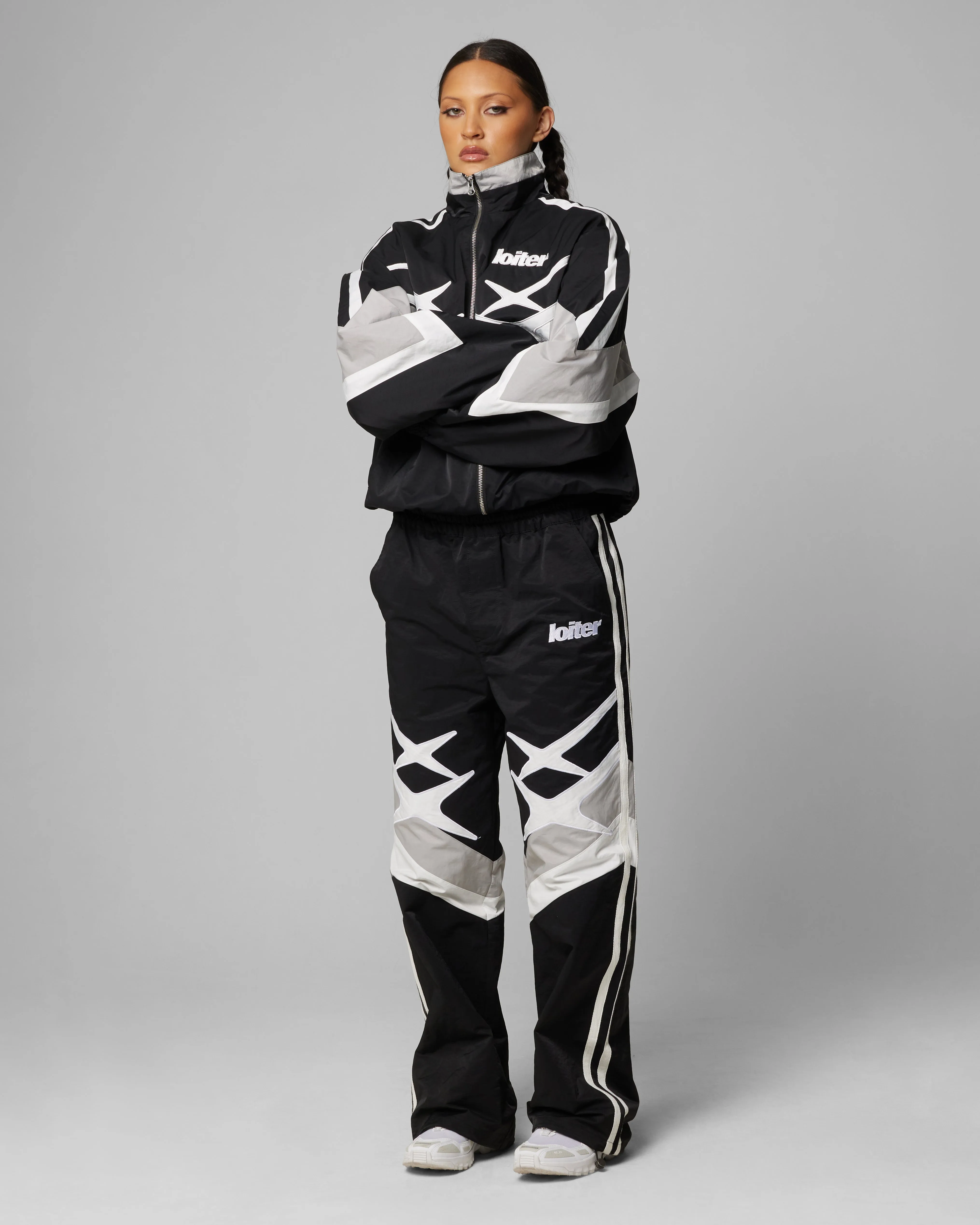 Loiter Hybrid Track Jacket Black/Grey Taped Seams Cold Shield
