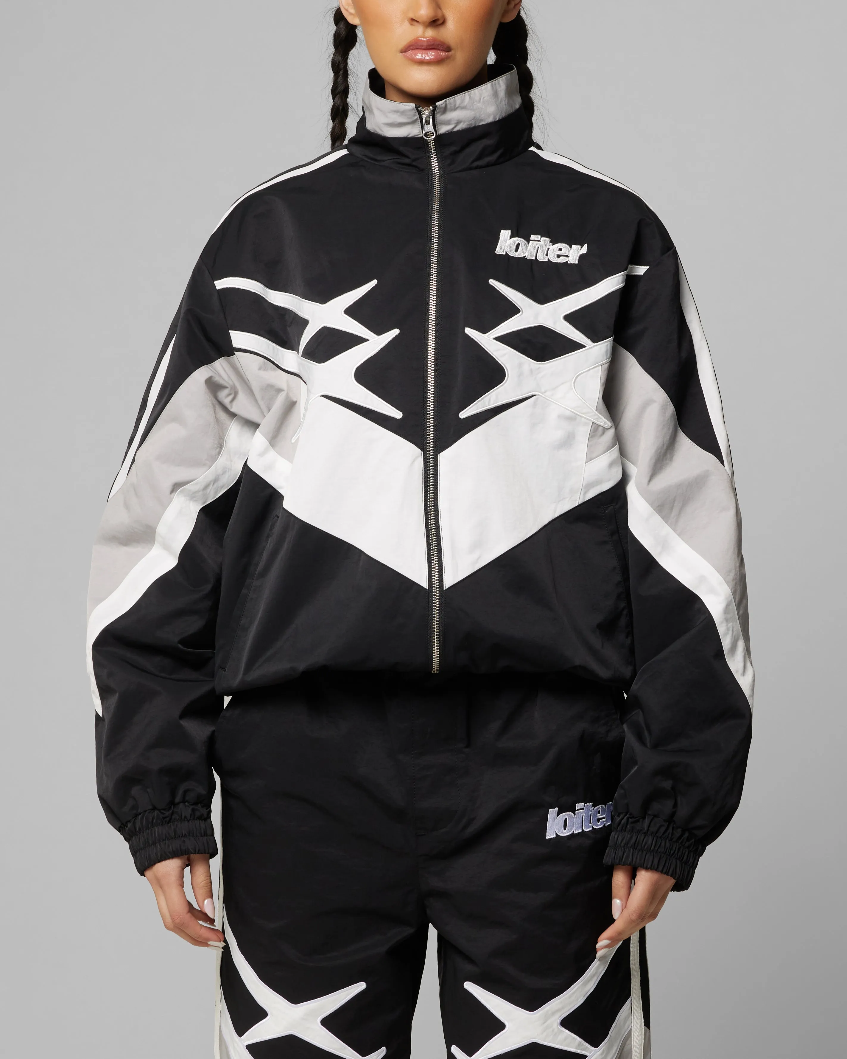 Loiter Hybrid Track Jacket Black/Grey Protective Comfort Rack