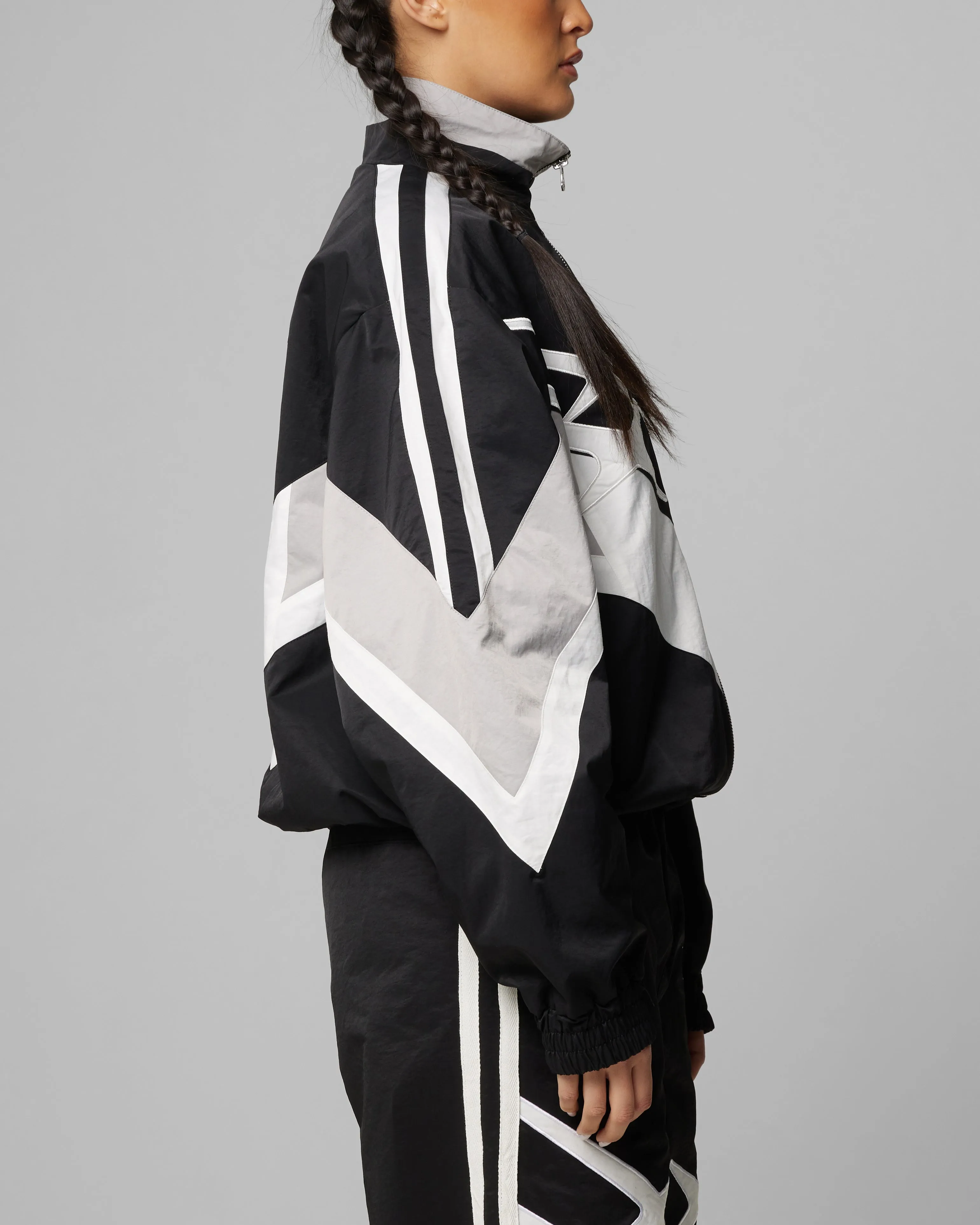Loiter Hybrid Track Jacket Black/Grey Reinforced Hem