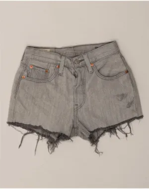 Athletic Shorts LEVI'S Womens 501 Denim Shorts W24 XS Grey Cotton