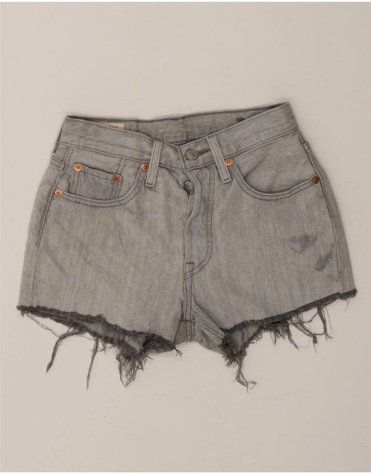 Athletic Shorts LEVI'S Womens 501 Denim Shorts W24 XS Grey Cotton