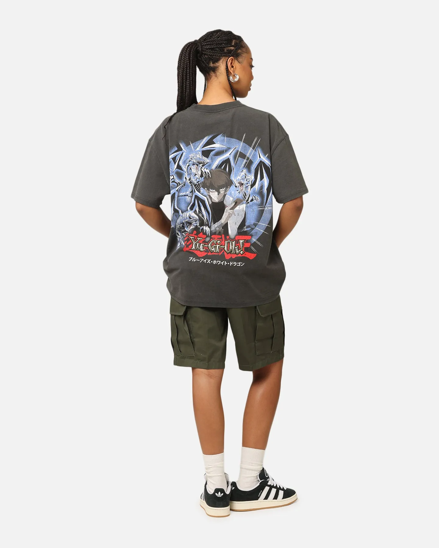 Easy Wear Look Goat Crew X Yu-Gi-Oh! Kaiba Blue Eyes Heavy T-Shirt Black Wash