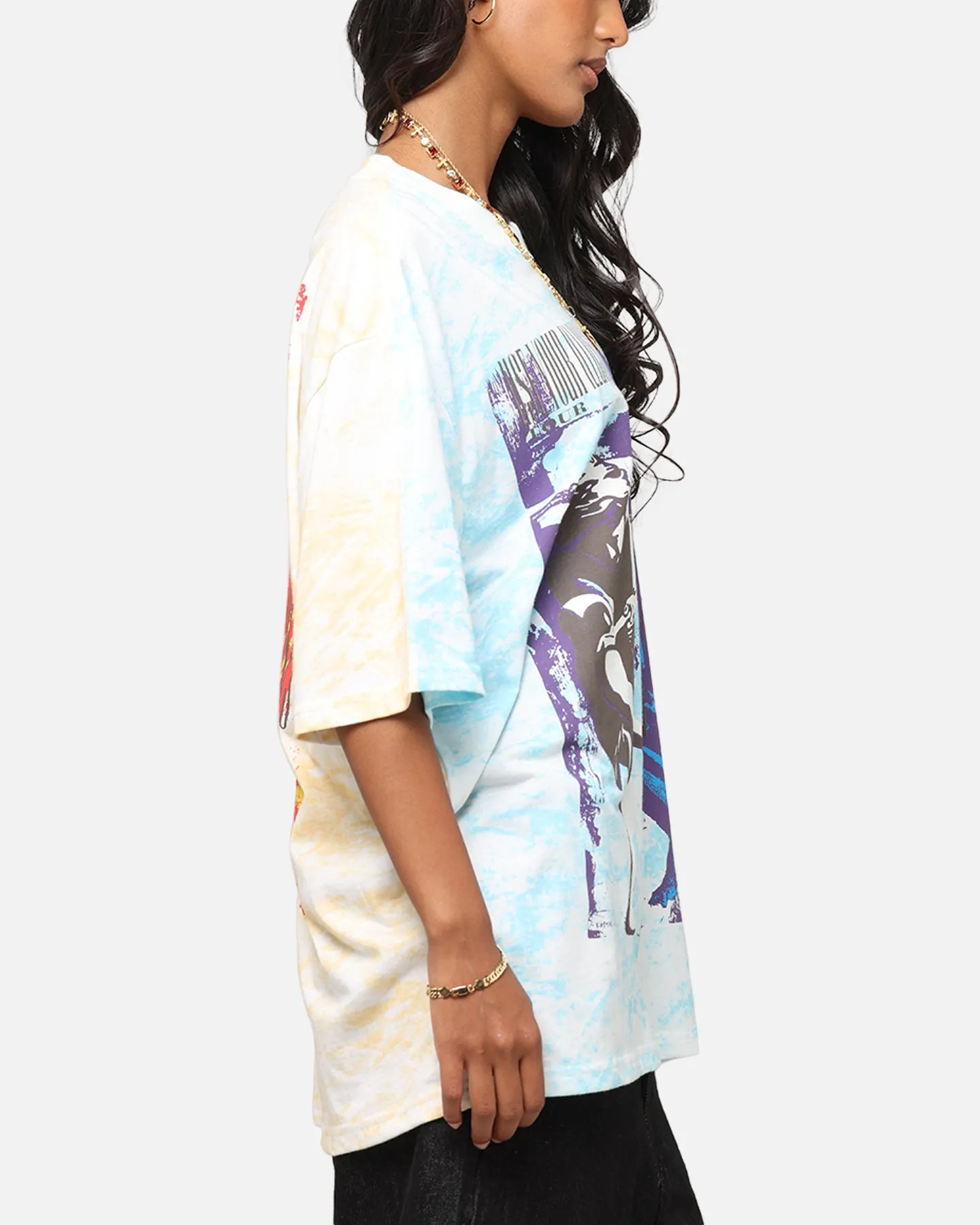 Thermal Regulation Layer Wicking Interlock Knit Guns N Roses Roses All Over T-Shirt Washed White
