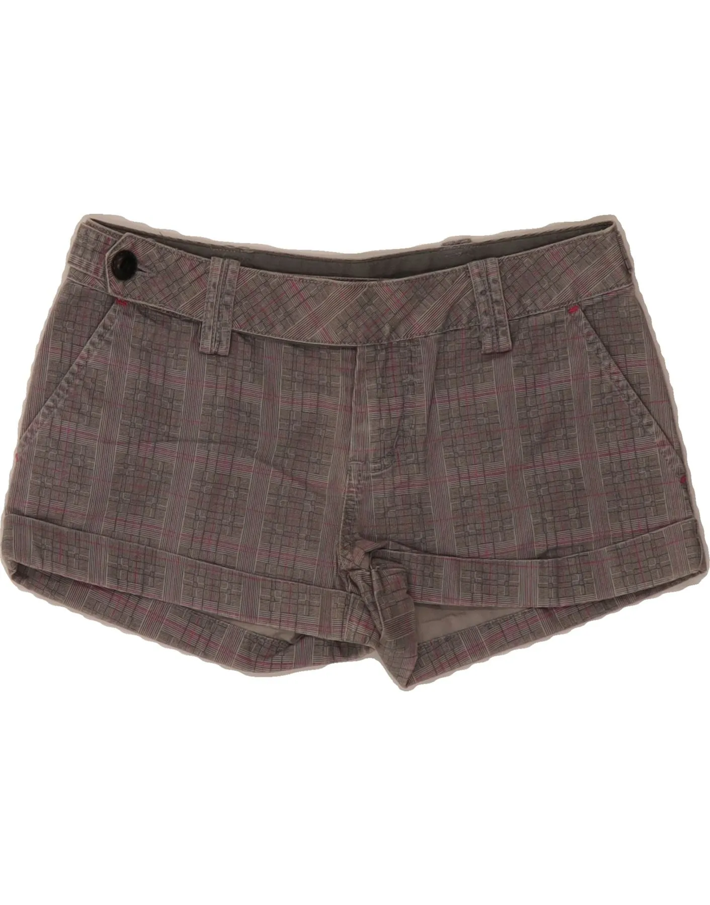 Mid Rise athletic clothing VANS Womens Low Waist Chino Shorts US 1 XS W28 Grey Check Cotton