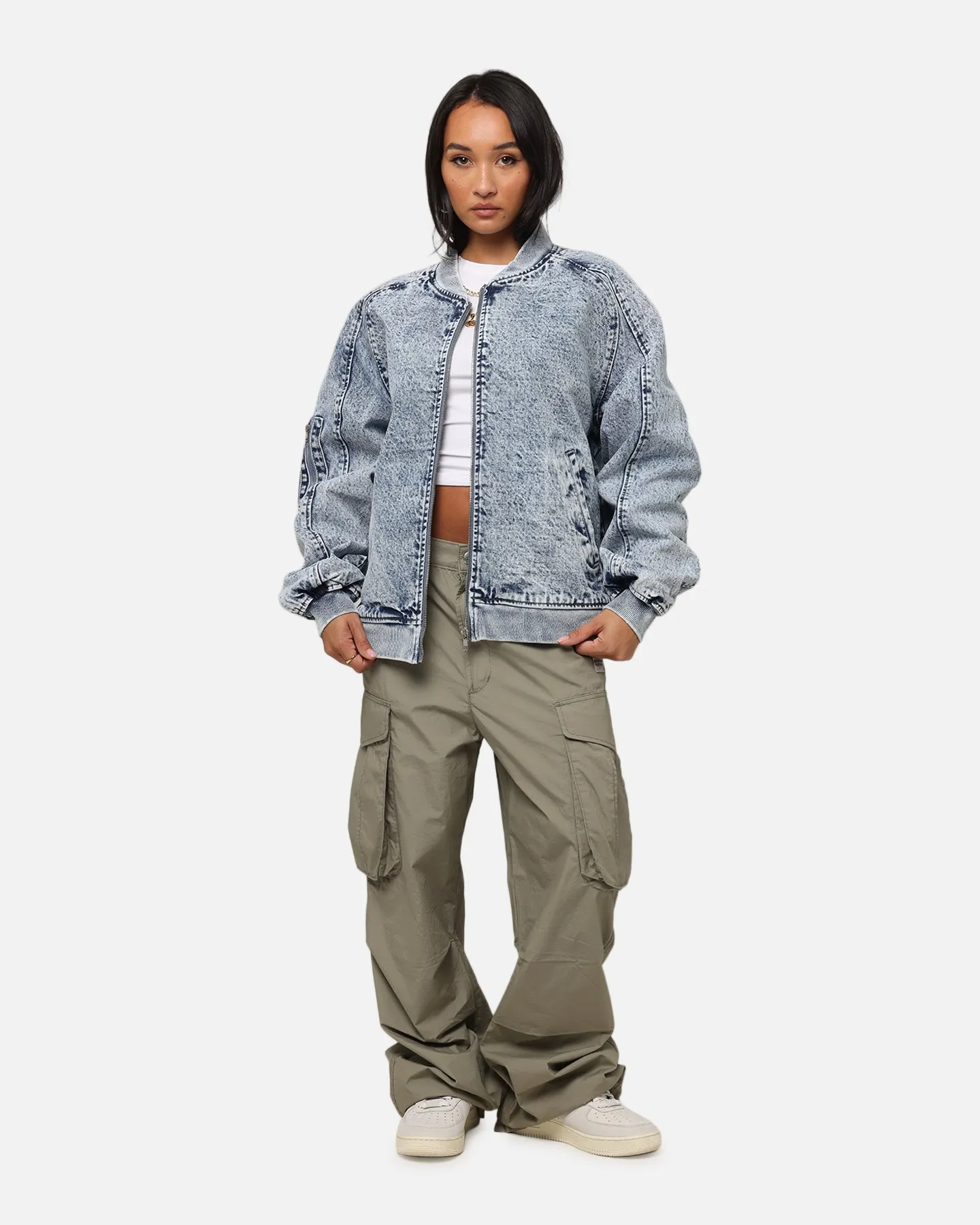 Snow Adventure baristas Saint Morta Flight Denim Jacket Blue Stonewash