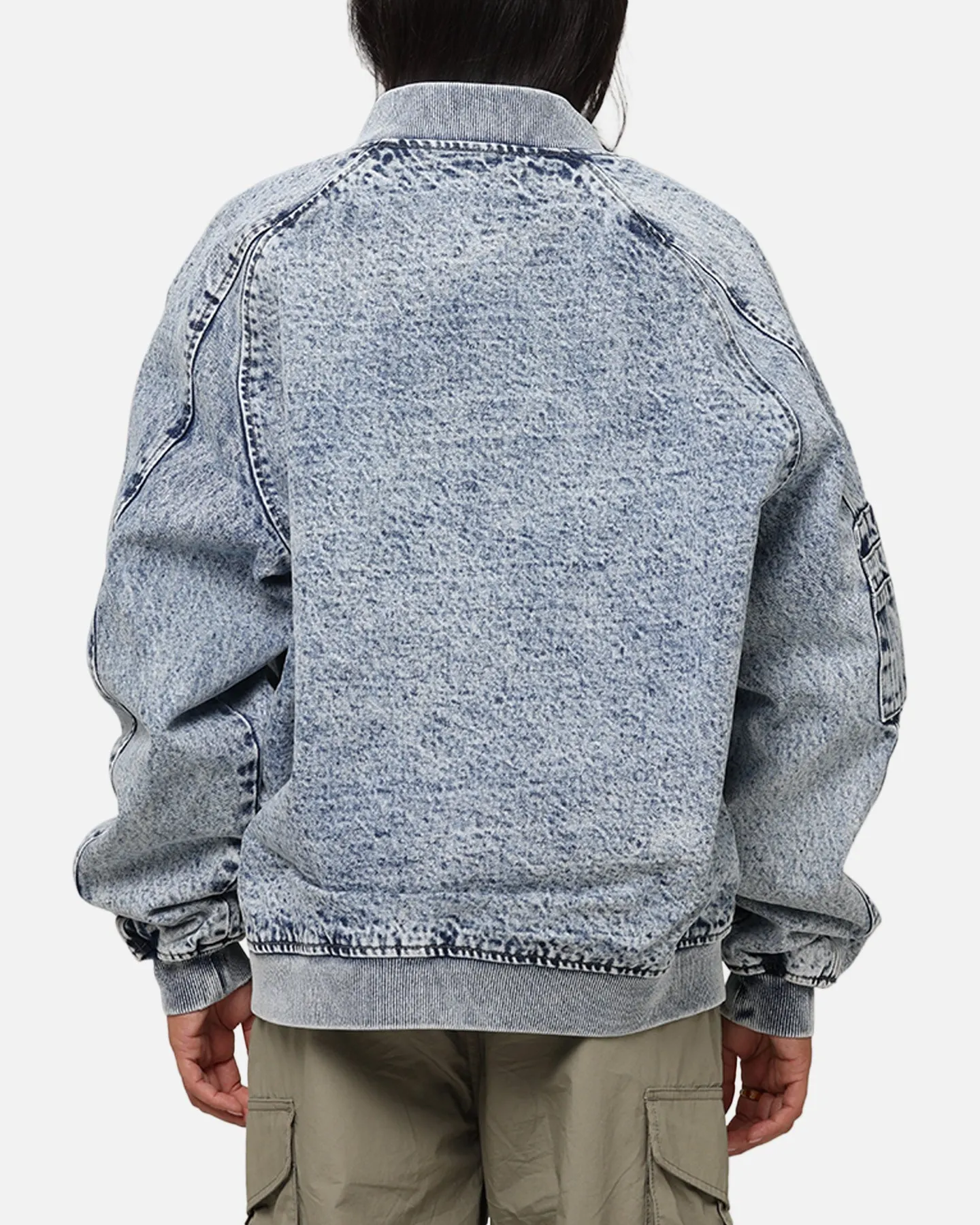 Saint Morta Flight Denim Jacket Blue Stonewash Stretchable Panels