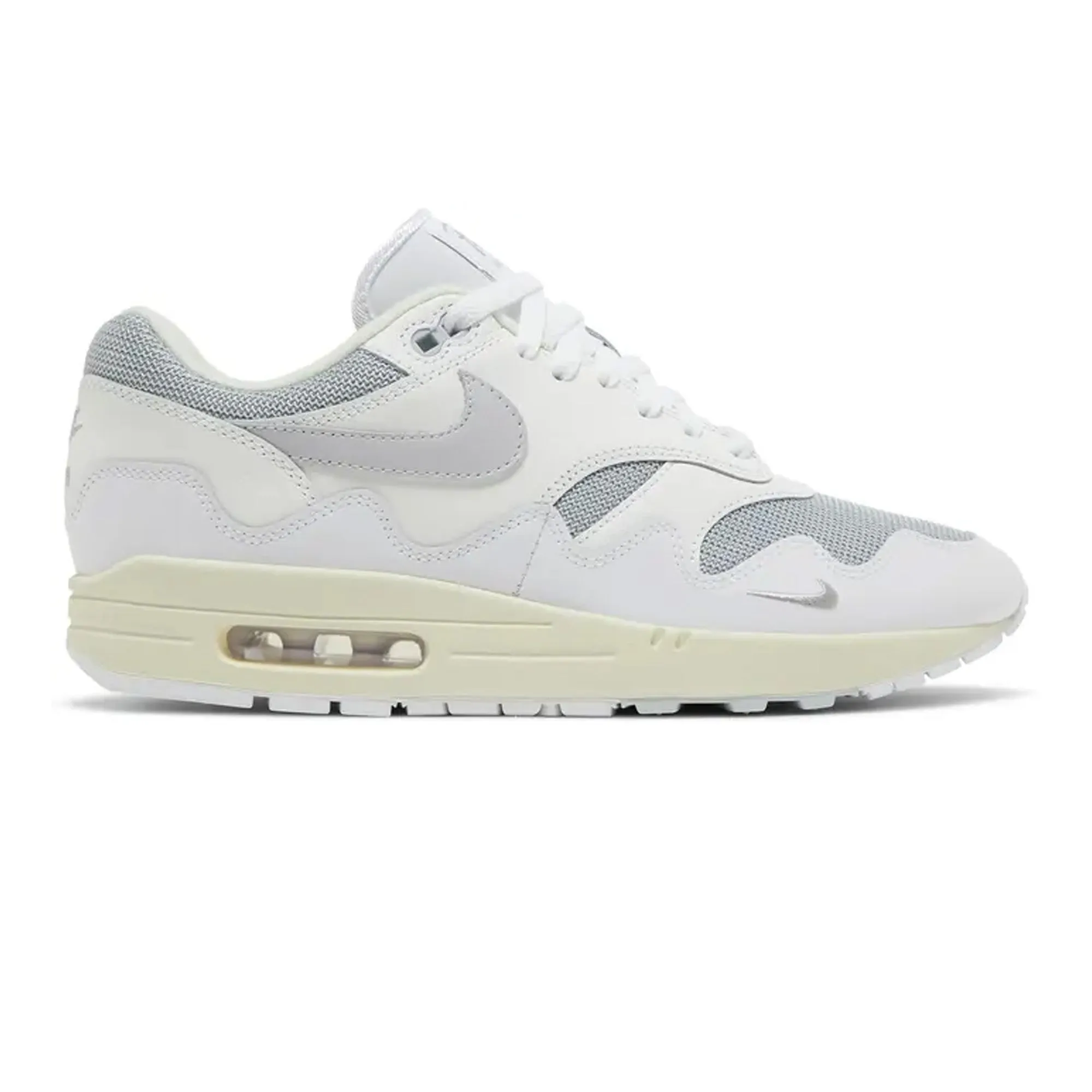 Adaptive Heel Lock Lightweight Fabric Nike Air Max 1 Patta Waves x Pure Platinum White' (2022)