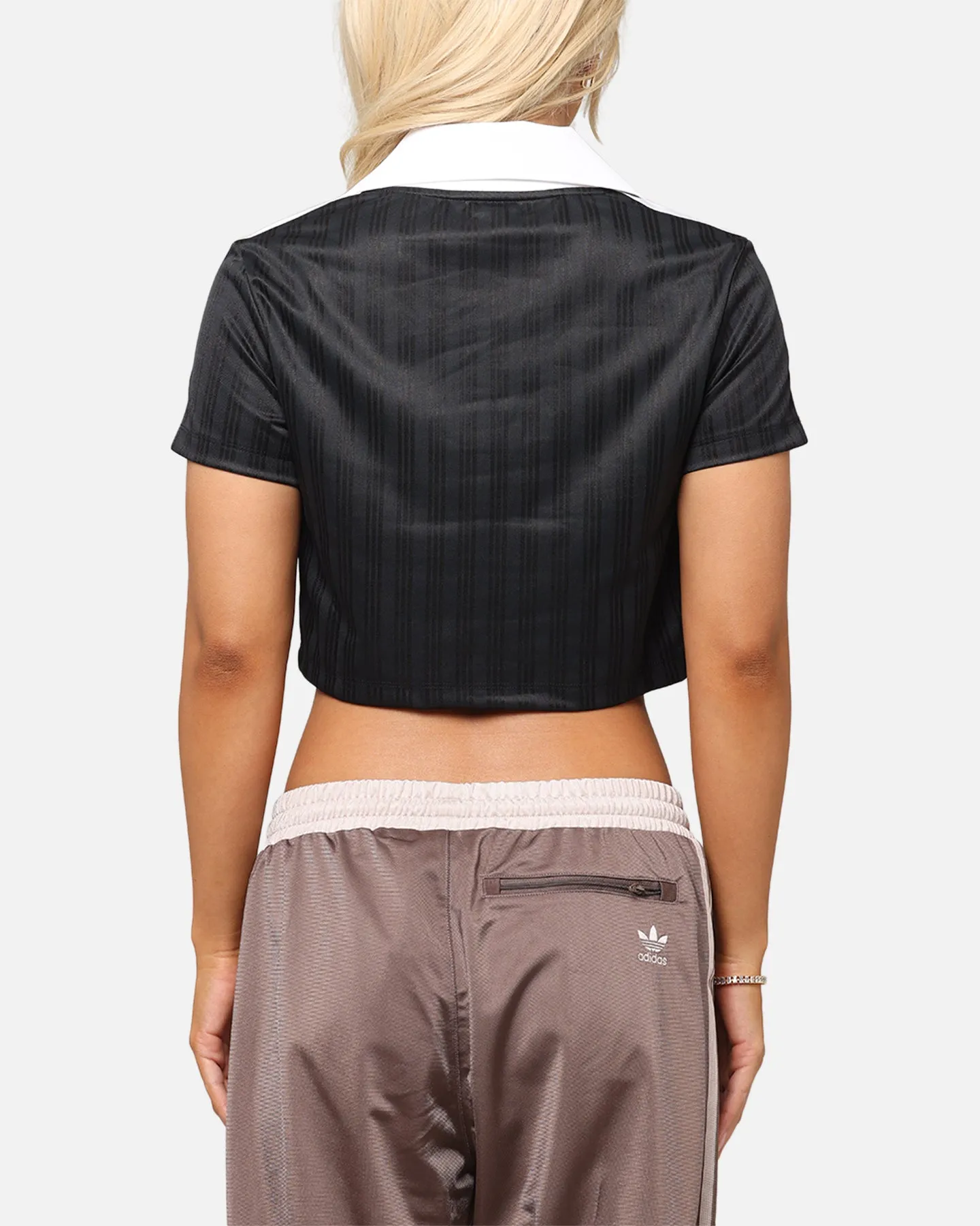 Gym clothing Outdoor Gear Adidas Women's Jacquard Crop Polo Shirt Black