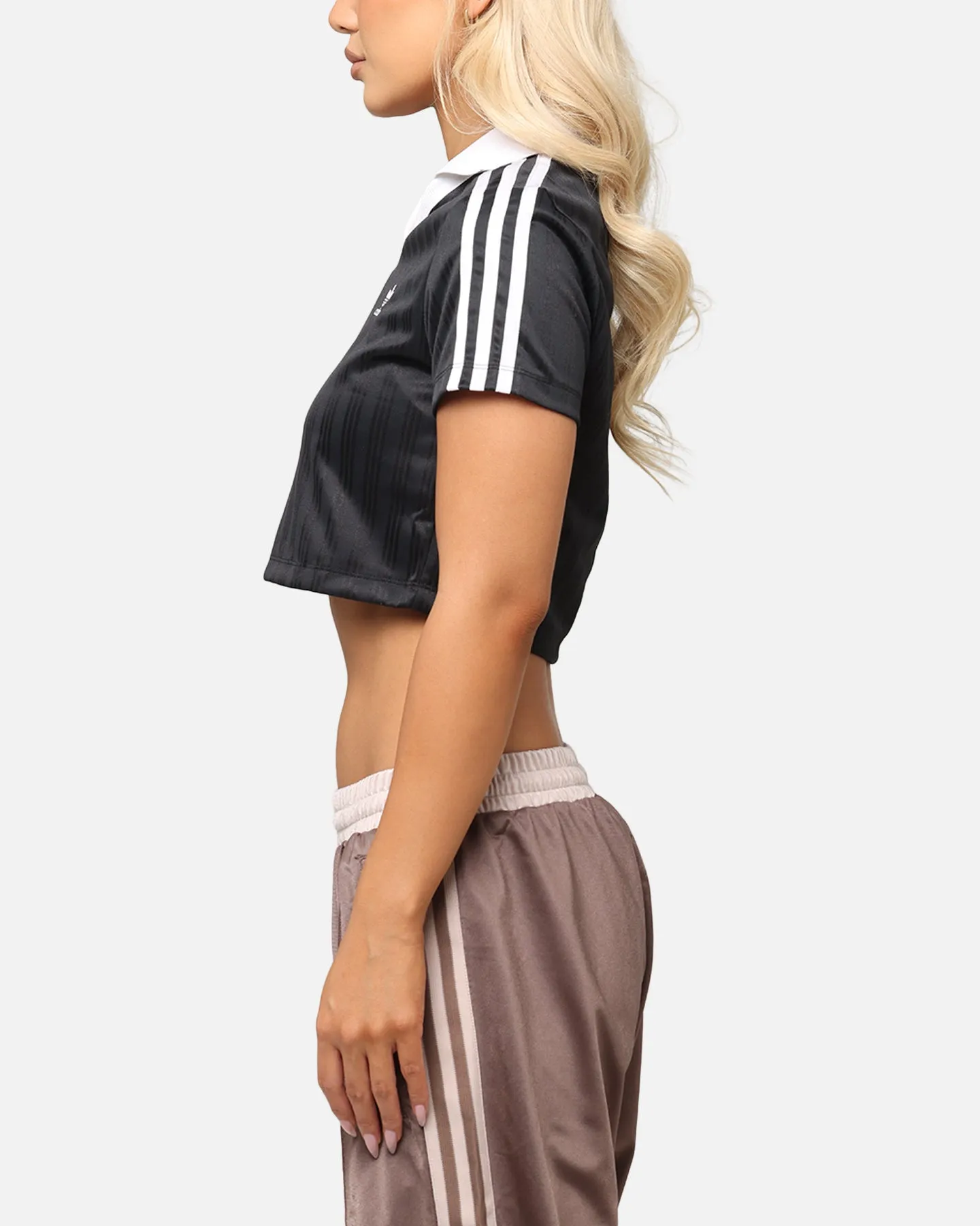 Travel Style Trend Effortless Vibe Adidas Women's Jacquard Crop Polo Shirt Black