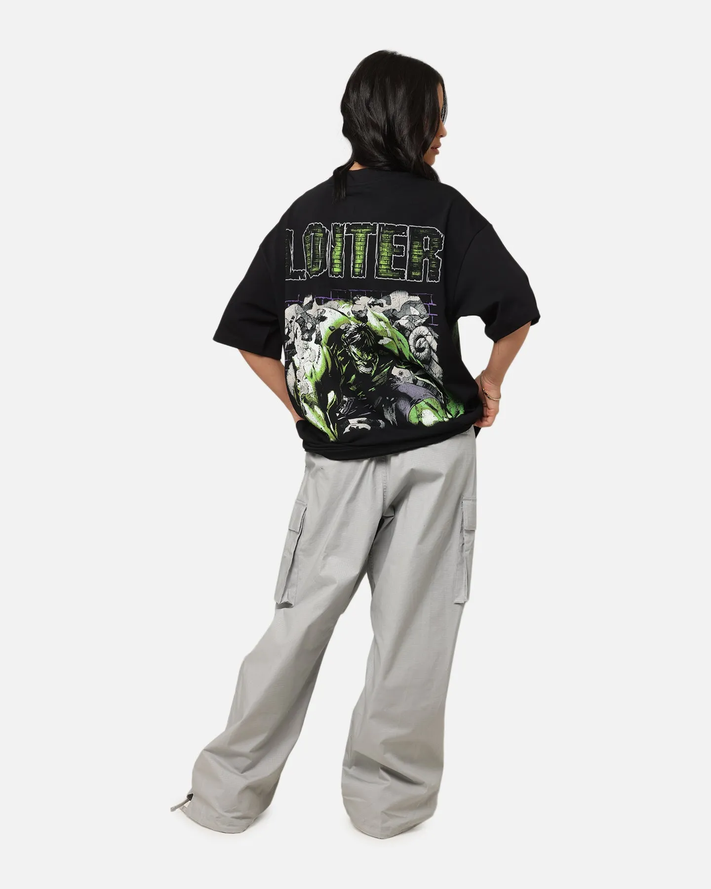 Perfect for Travel Loiter Marvel Hulk Mock Neck T-Shirt Black