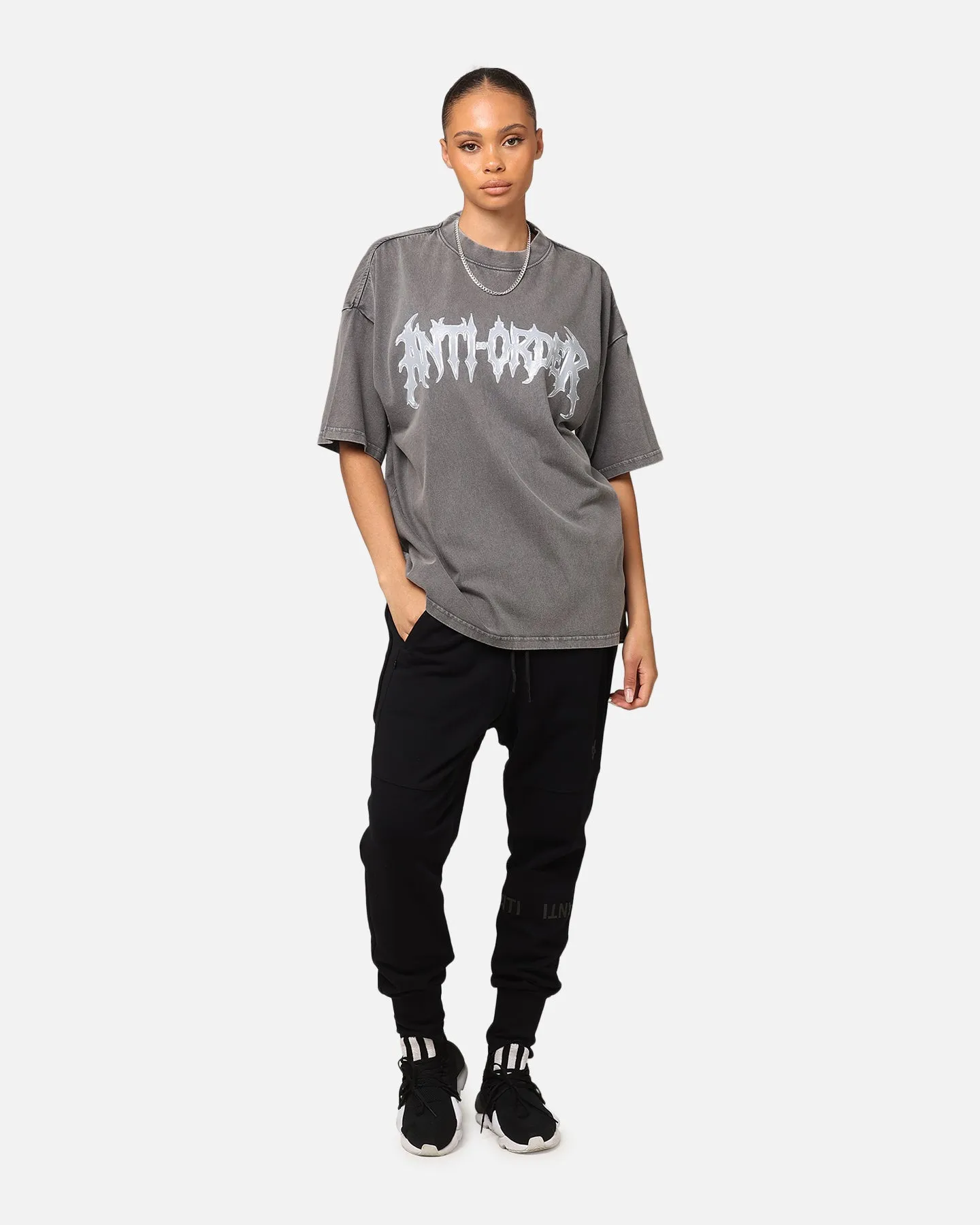 The Anti Order New Dawn Mock Neck T-Shirt Washed Charcoal EasyCareFabric