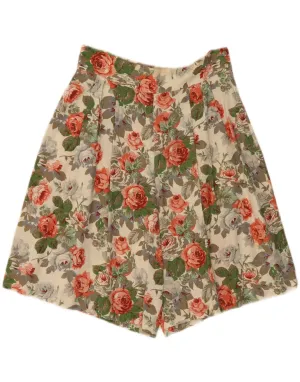 VINTAGE Womens High Waist Casual Shorts IT 44 Medium W30  Green Floral jumpsuit