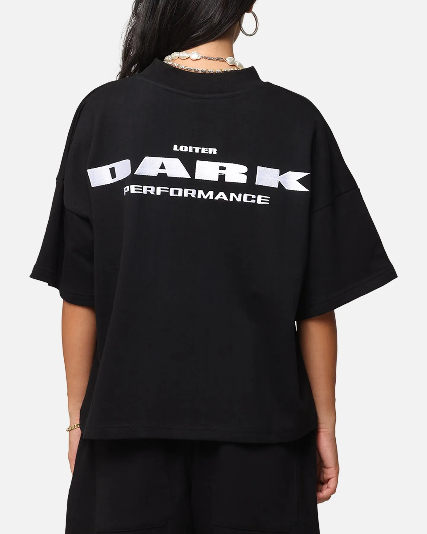 Loiter Dark Performance T-Shirt Black Light Casual Wear Embroidered