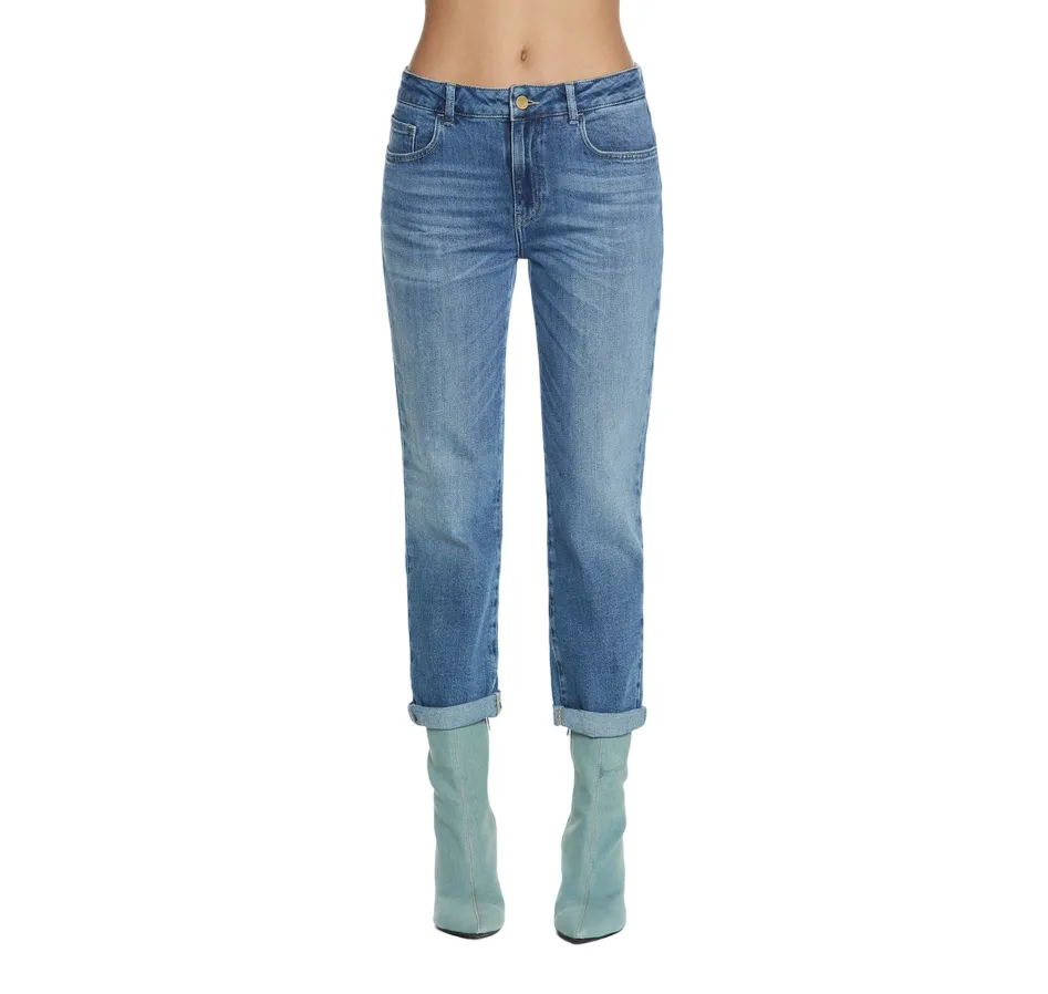 Relish pantalone jeans da donna 5 tasche a vita media Cindy 22 RDP2407016016 blu medio Cool Weather Work Meeting Weekend Style Streetwear Fan