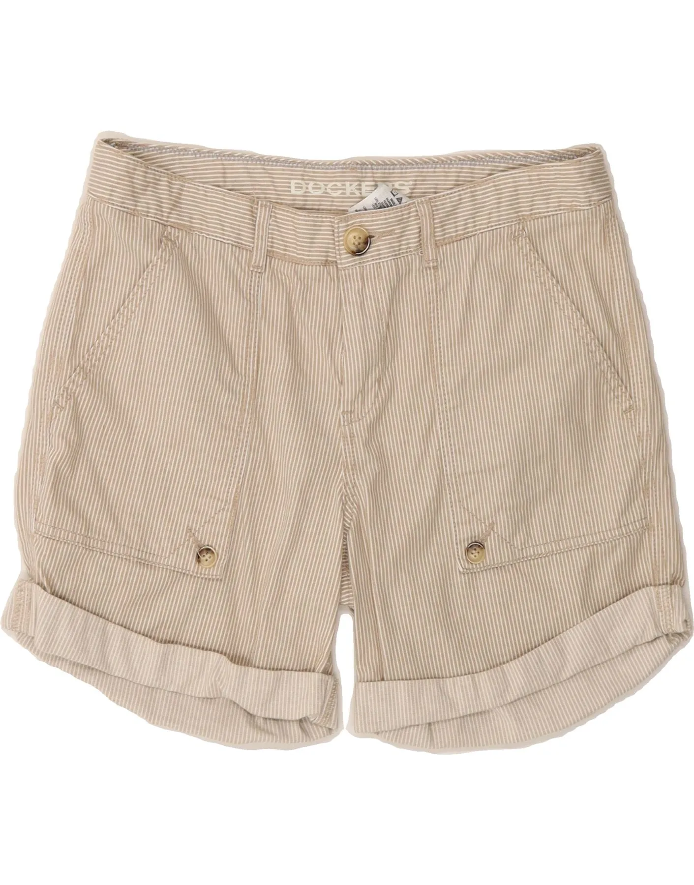 All Season Wear Breeze Ready DOCKERS Womens Chino Shorts US 6 Medium W30  Beige Striped Cotton