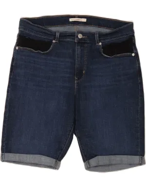 LEVI'S Womens Classic Fit Bermuda Denim Shorts W33 Large  Blue Slim Look Stain Repellent Treatment