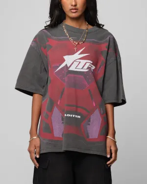 Summer Favorite Loiter Motocross Vintage T-Shirt Charcoal/Red