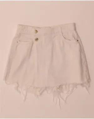 Classic Vibe ZARA Womens High Waist Denim Shorts XS W26  Off White Cotton