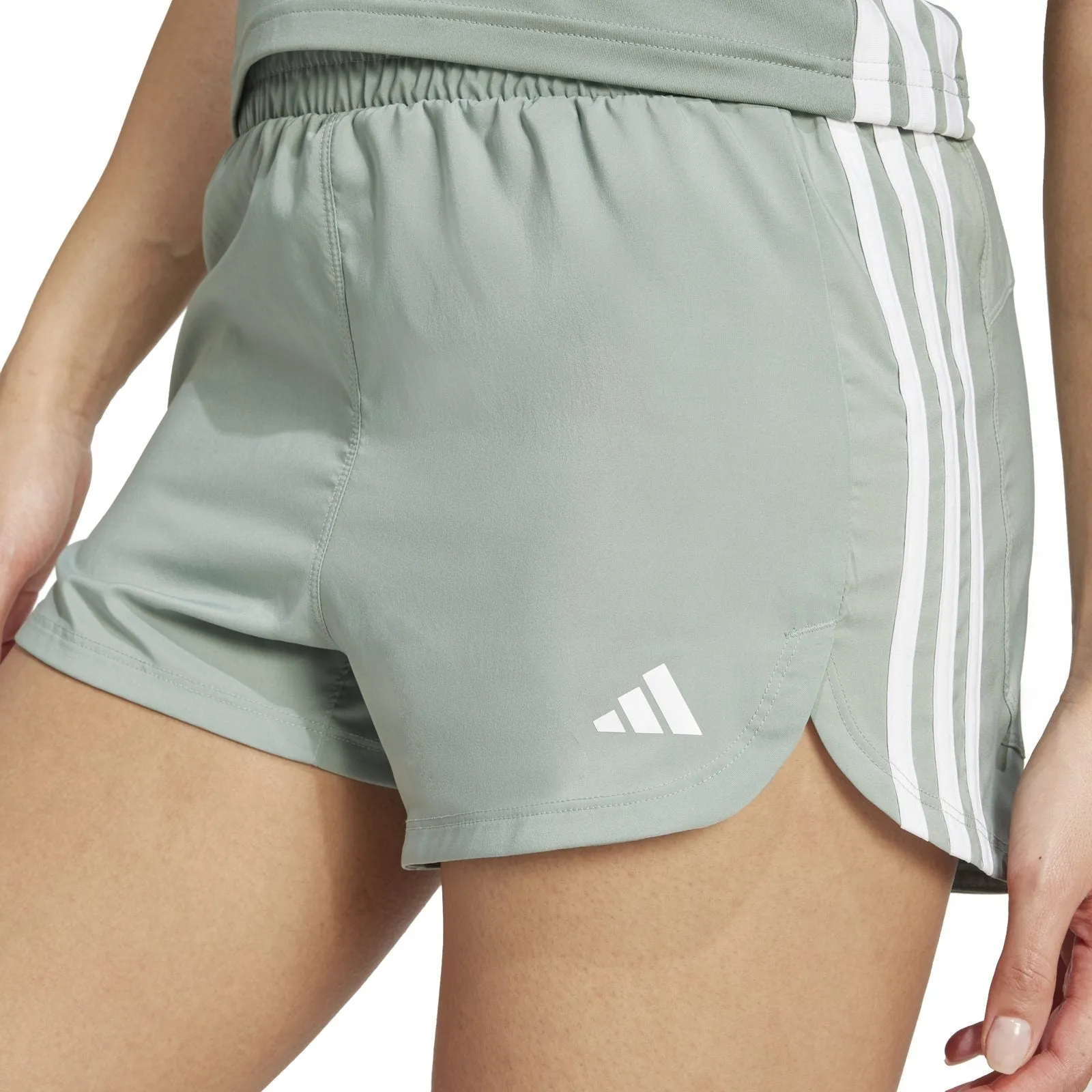 adidas Pacer Training 3-Stripes Woven High-Rise Shorts Breathable Mesh Panels