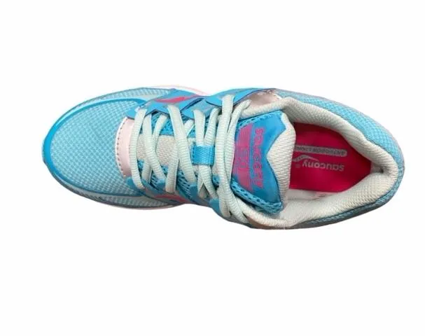 Saucony scarpa da corsa da ragazzi Zealot SY53672 turchese argento corallo Balanced Stride Engineering running in an underpass area shoes