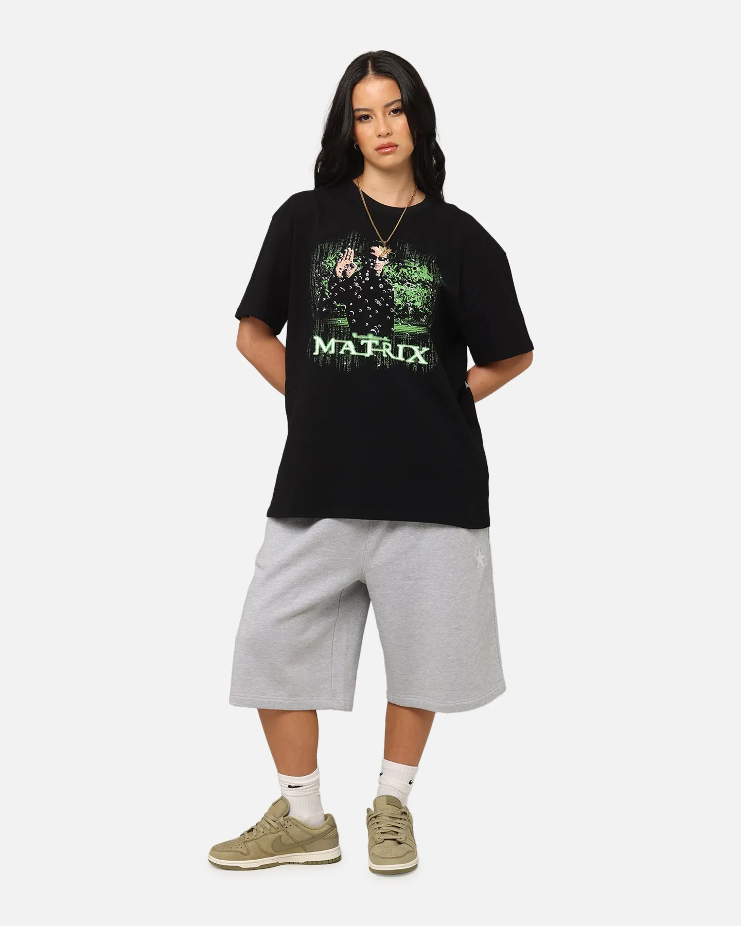 American Thrift X The Matrix Neo Bullets Heavy T-Shirt Black RecycledBlend Boat neck style