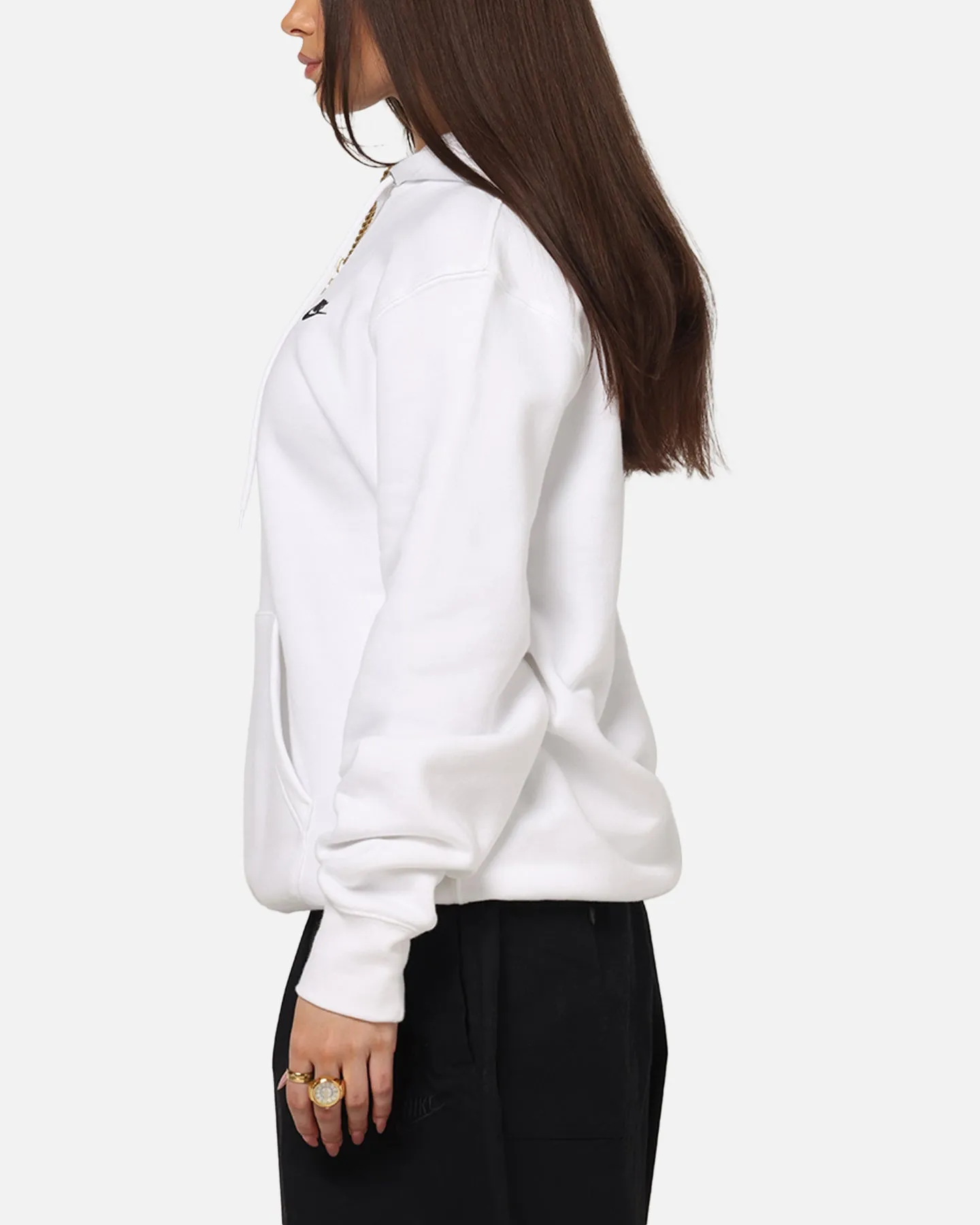 tall clothing Shark like Nike Club Pullover Fleece Hoodie White/White/Black