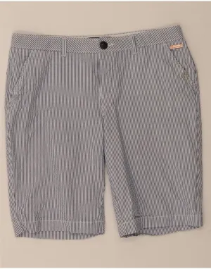 High-End Quality SUPERDRY Womens Chino Shorts UK 10 Small W32  Blue Pinstripe Cotton