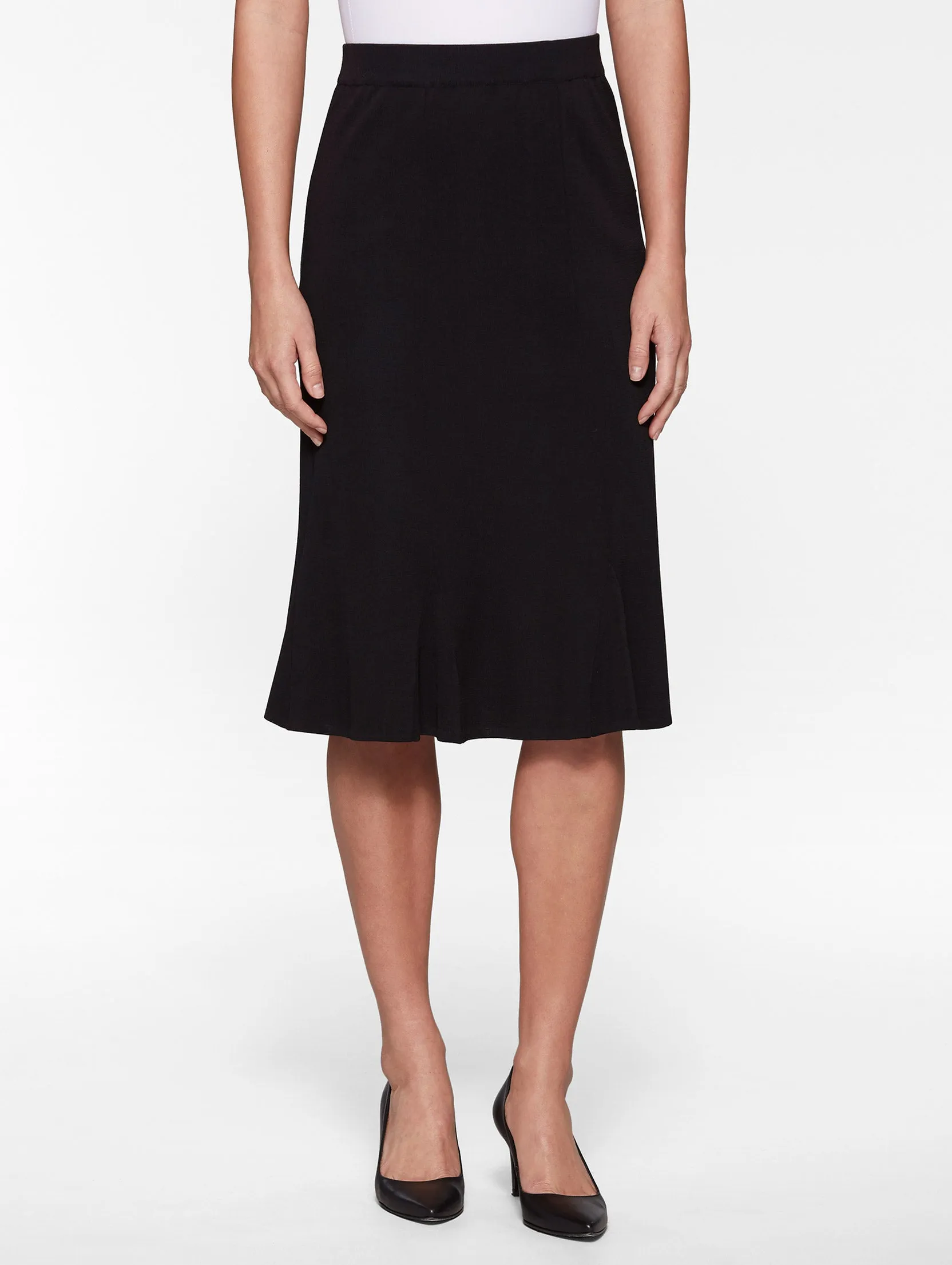 Clean Finish Gored Mylana Knit Skirt, Black - True Fit