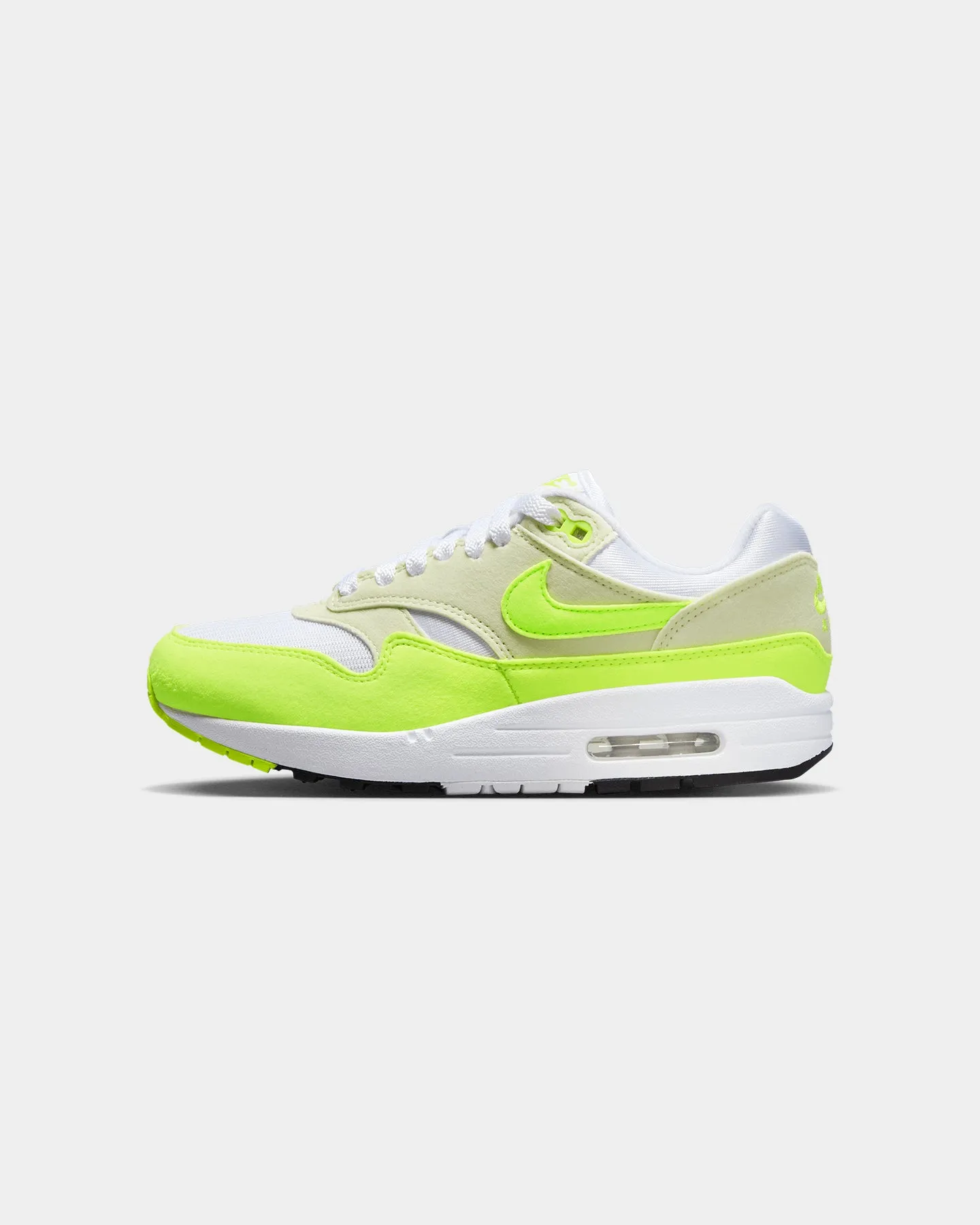 Nike Women's Air Max 1 '87 "Volt Suede" White/Volt-Sea Crystal Glow Heat Guard