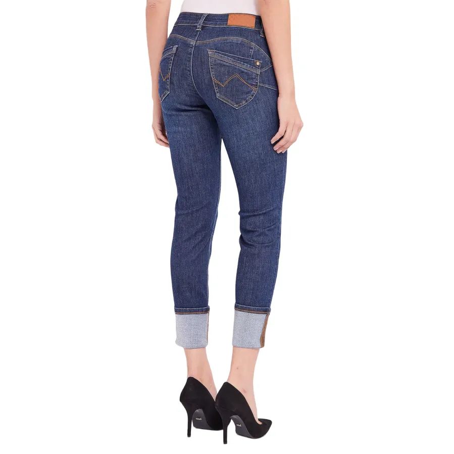 Gaud?? pantalone skinny in jeans da donna con risvolto 421BD26004 blu Street Smart All Occasion