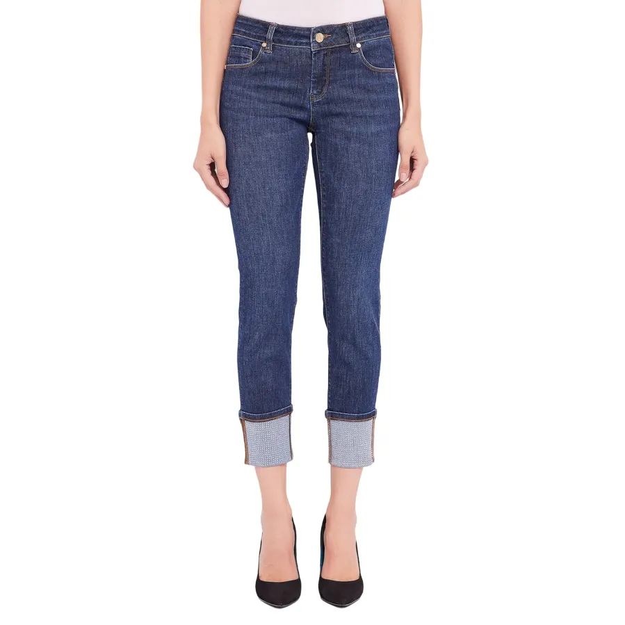 Low Maintenance Gaud?? pantalone skinny in jeans da donna con risvolto 421BD26004 blu
