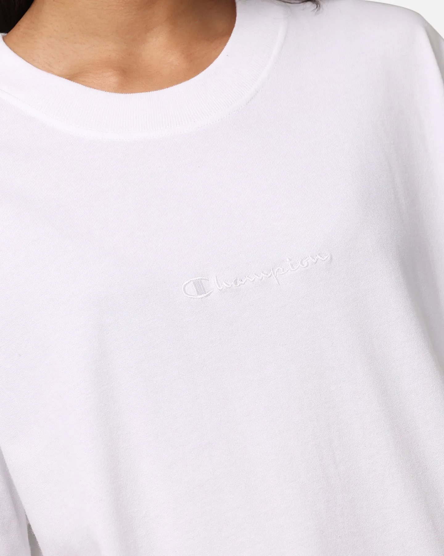 Smooth Neckline Champion Heritage New Script T-Shirt White