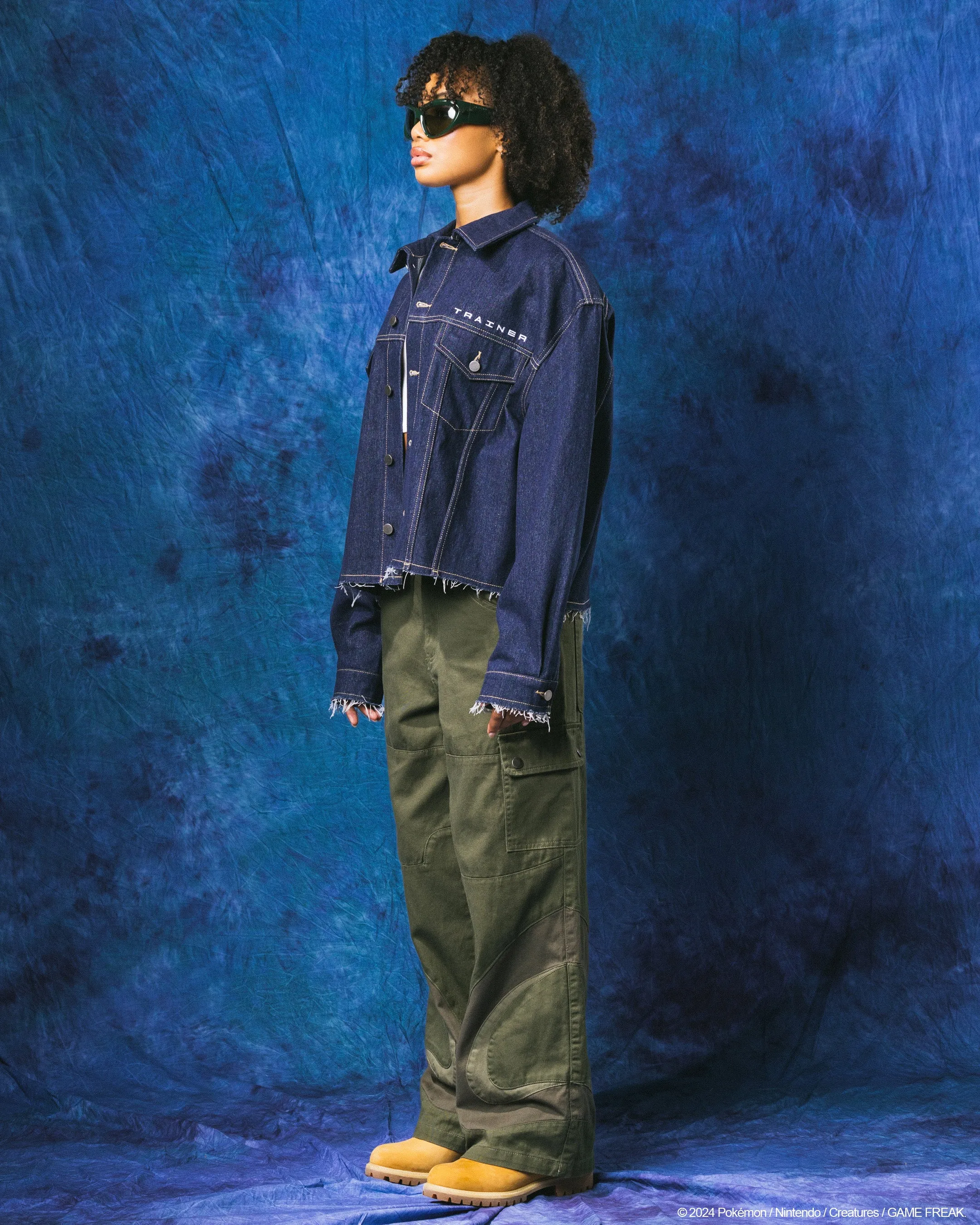 Pok??mon By Loiter Pikachu Denim Jacket Indigo muted shades Suitcase