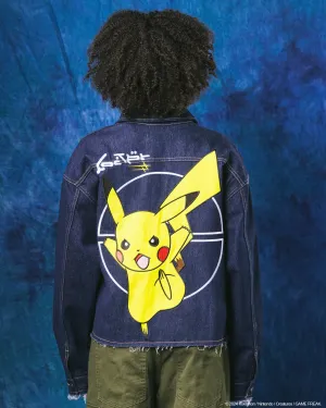 Minimal Look Pok??mon By Loiter Pikachu Denim Jacket Indigo